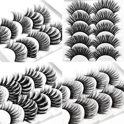 ICYCHEER Mixed 3D Mink Hair False Eyelashes Set Long Thick Wispy Messy Fake Eyelash Mink Lashes Soft Handmade