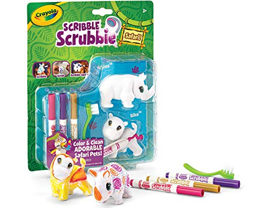 Crayola Scribble Scrubbie Safari Expansion Animal Toy Set, Age 3+, Rhino/Hippo