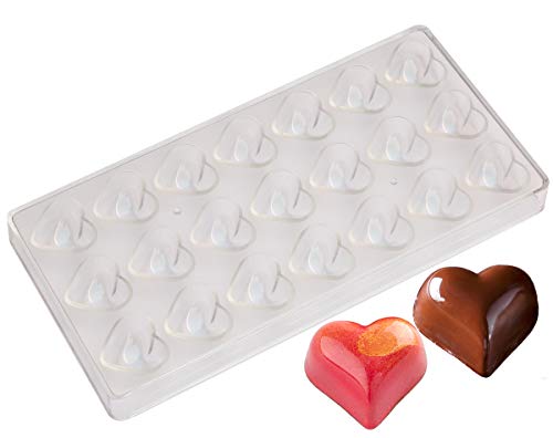 Book Cover Polycarbonate Chocolate Mold by NuEmporia for Pralines, Truffles, Sweets, Candies, Bonbon: Heart Shape. Food Safe, BPA-Free Polycarbonate Plastic