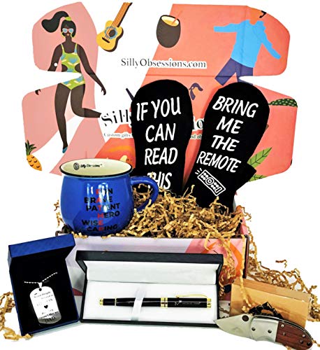 "The Father Box"-Gift Set for Fathers-Packed with Fun Gifts for Dad. Valentine Gift Basket for Dad, Husband, father in Law.
