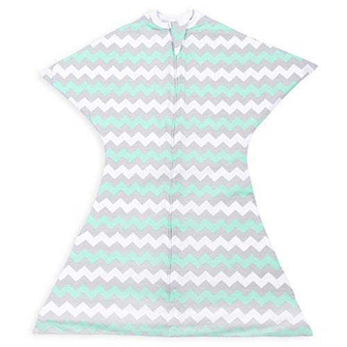 Book Cover SleepingBaby Chevron Zipadee-Zip Swaddle Transition Baby Swaddle Blanket with Zipper, Comforting Cozy Baby Swaddle Wrap and Baby Sleep Sack (Small 4-8 Months | 12-19 lbs, 25-29 inches | Chevron Mint)