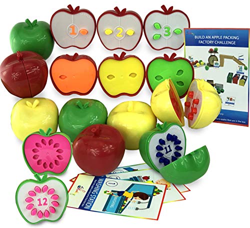 Book Cover Skoolzy Counting Toddler Games - STEM Apple Factory Learning Toys for 3 Year olds to Ages 6 - Fine Motor Skills Color Sorting Montessori Toys for Toddlers Gifts- Educational Materials Activities