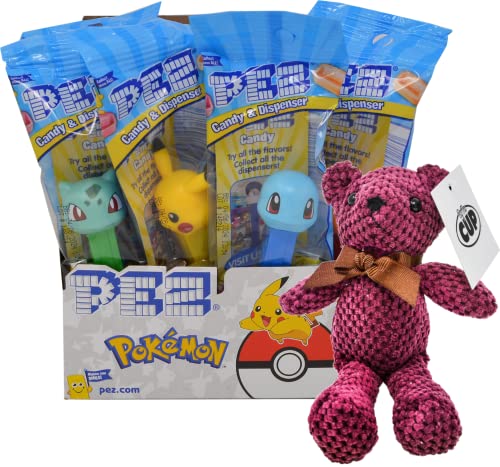 Book Cover PEZ PokÃ©mon Candy Dispensers, Individually Wrapped with Refills (Pack of 12) with By The Cup Teddy Bear Ornament