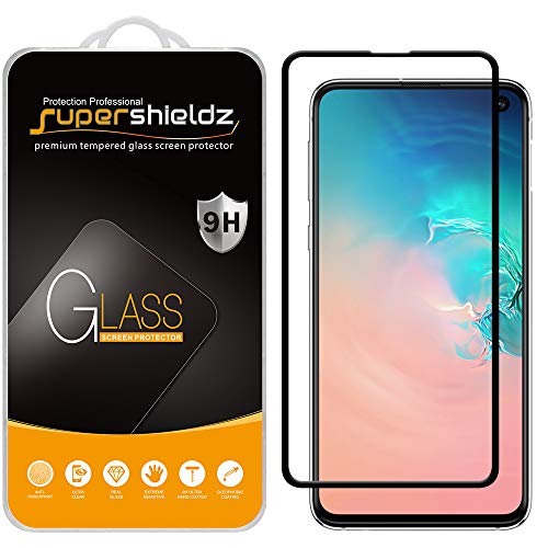 Supershieldz (2 Pack Designed for Samsung Galaxy S10e (Not Fit for Galaxy S10) Tempered Glass Screen Protector, (Full Screen Adhesive and Cover) 0.33mm, Anti Scratch, Bubble Free (Black)