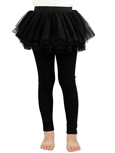 Auranso Little Girls Footless Leggings Pants with Lace Ruffle Tutu Skirt 2-9T