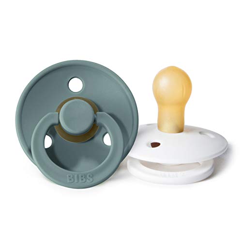 BIBS BPA-Free Natural Rubber Baby Pacifier | Made in Denmark (Island Sea/White, 0-6 Months) 2-Pack