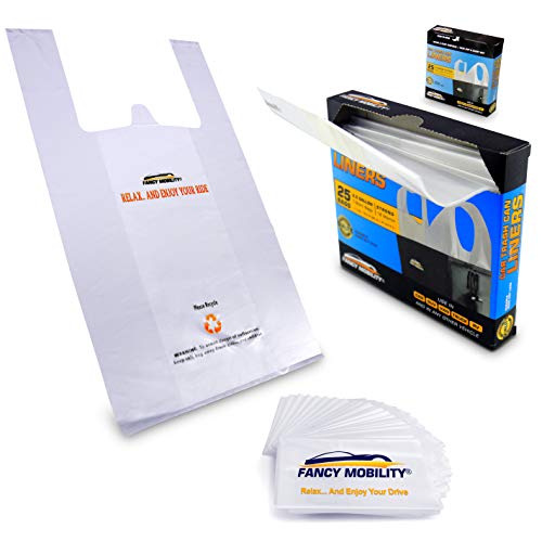 Fancy Mobility 2.5 Gallon Small Car Trash Can Liners - 50 Strong Plastic Bags for Car Garbage - Car Accessories Small Waste Basket Trash Bin Liners - Office, Bathroom, Bedroom Trash Bags (2pack of 25)