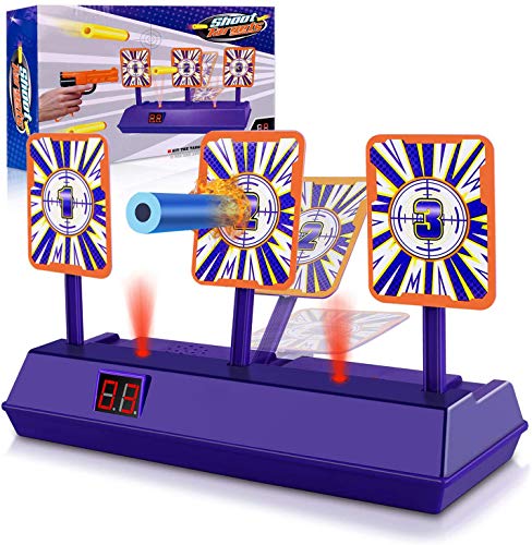 (2020 Updated Edition) Electric Shooting Digital Target for Nerf Guns, Scoring Auto Reset with Wonderful Light and Sound Effect, Perfect for Nerf Guns Blaster N-Strike Elite/Mega/Rival for Gifts