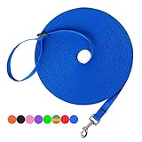 Hi Kiss Dog/Puppy Obedience Recall Agility Lead - 15ft, 20ft, 30ft, 50ft, 100ft Training Leash - Great for Training, Play, Camping, Backyard Blue 20 Feet
