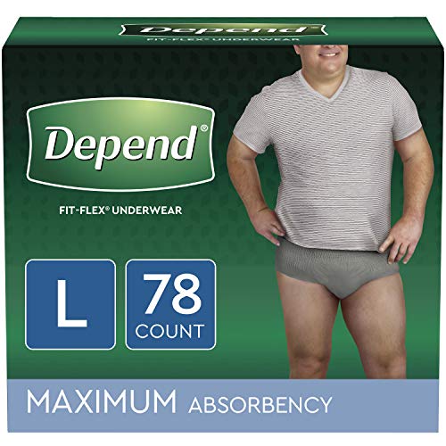 Book Cover Depend FIT-FLEX Incontinence Underwear for Men, Disposable, L, 78 Count