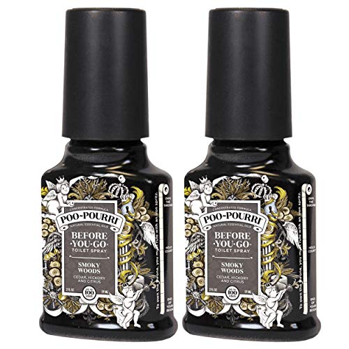 Book Cover Poo-Pourri Before You Go Toilet Spray Smoky Woods 2 Ounce Bottle, 2 Pack