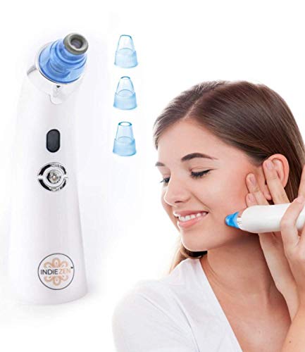 INDIE ZEN Blackhead Remover Vacuum - Easy To Use Pore Vacuum & Blackhead Remover With 4 Suction Heads For Skin Vacuum And Derma Suction - Home Use Microdermabrasion Machine And Comedone Extractor