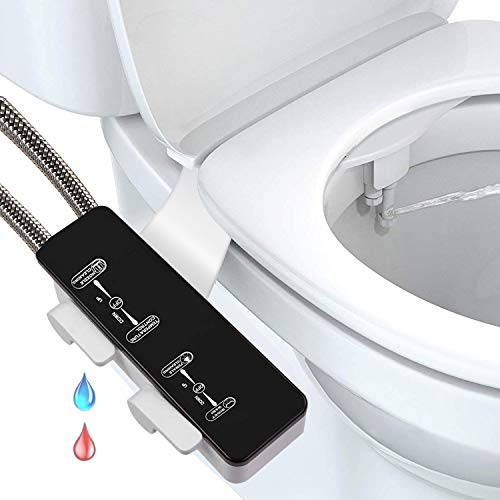 Bidet Attachments,Greatic EB8200 Ultra Slim Self Cleaning Nozzle Hot&Cold Fresh Water Non-Electric Mechanical Bidet Toilet Attachment with Adjustable Water Pressure&Temperature