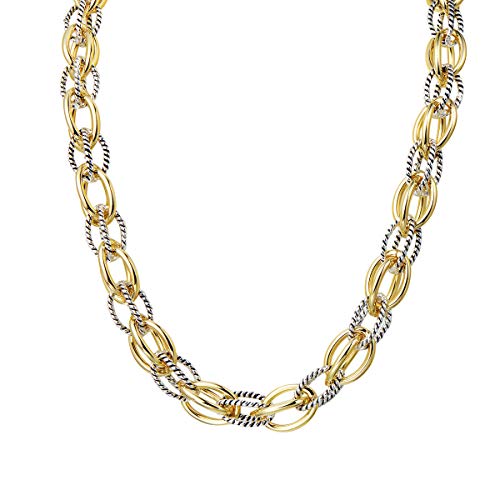 UNY Style Trendy Elegant Vintage Retro Unique Fashion style 2 Tone Double Twist Wire Link Women Short Chain Necklace