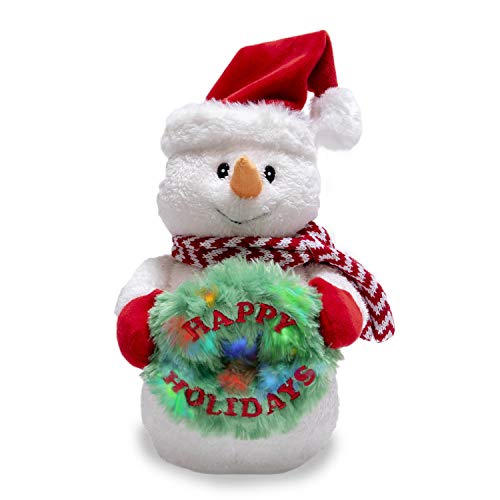 Cuddle Barn | Jolly Jack Frost 12" Animated Christmas Stuffed Animal Plush Toy | Dancing Snowman with Moving Hat and Wreath That Lights Up | Plays We Wish You a Merry Christmas
