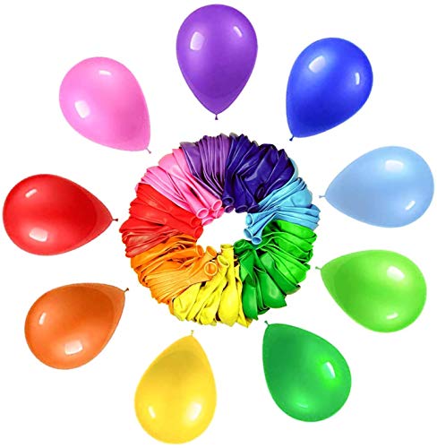 100 Assorted Rainbow Balloons, 12 Inches Colorful Latex Balloons, Multicolored Balloons for Birthday Home Party Decoration