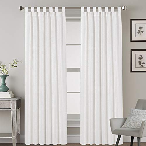 Book Cover Living Room Linen Curtains Home Decorative Off White Tab Top Curtains Privacy Added Energy Saving Light Filtering Window Treatments Draperies for Bedroom, 2 Panels, 52 x 84 - Inch