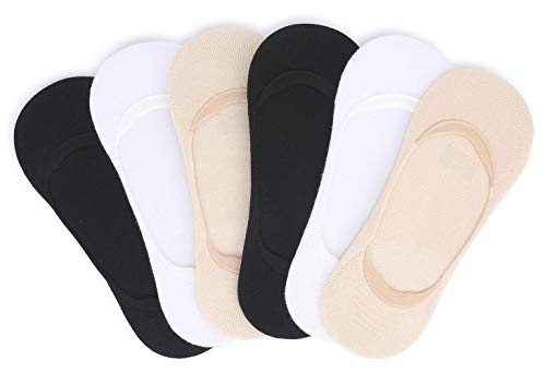 Pareberry Women's Ultra Low Cut Flats Non Slip Liner Thin Casual Cotton Seamless No Show Socks-6 Pack