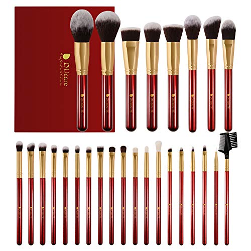 DUcare Makeup Brushes 27Pcs Professional Makeup Brush Set Christmas Gift Premium Synthetic Goat Pony Hair Kabuki Foundation Blending Brush Face Powder Blush Concealers Eye Shadows Make Up Brushes Kit
