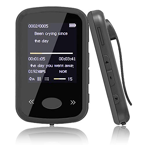 Clip MP3 Player with Bluetooth 4.2, Alexan 16GB Super Lightweight Wearable Personal MP3 Player with Headphones,FM Radio,Pedometer,Voice Recorder Support Up to 128GB