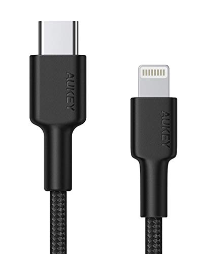 AUKEY USB C to Lightning Cable 3.6ft (Apple MFi Certified) Nylon Power Delivery Type C to iPhone Cable Fast Charge for iPhone X/iPhone 8/8 Plus, iPad Pro 2017 and Other Apple iOS Devices