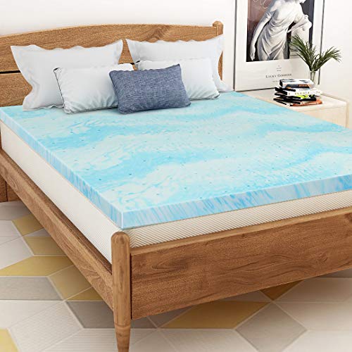 Milemont Mattress Topper Queen, Memory Foam Mattress Topper For Queen Size Bed, 3 Inch Queen Light Blue
