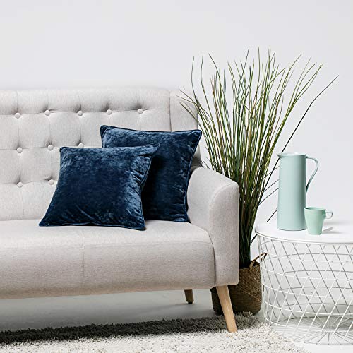 ELEGANT LIFE HOME Pack of 2 Decorative Velvet Throw Pillow Covers Crinkle Pattern Cushion Covers Set Soft Charcoal Gray Pillow Case Shell for Car Sofa Bedroom (AT019E-Teal Blue, 18''×18'')