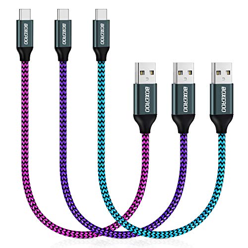 USB Type C Cable, Boxeroo Short 1ft Braided USB C to USB A Cable Compatible with Nexus 5X/6P, Galaxy S10/S9/S8, LG V20/V30 and More