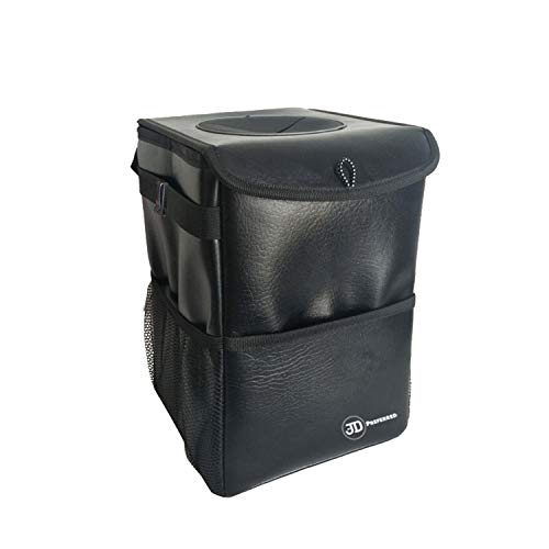 JD Preferred Boat Trash Can with Lid-Premium Quality Hanging Car Garbage Bag with Storage Pockets-100% Leak Proof, Odor Free, Portable Trash Bin-Best for Vehicles, RV, Boats