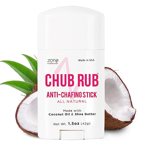 Zone Naturals Chub Rub Stick - 100% Natural Anti Chafing Stick - Friction Defense Stick - Anti Chafe Stick Reduces Rubbing and Irritation - 1.5 Ounce
