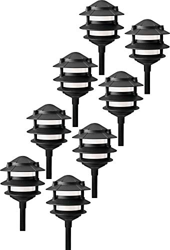 Paradise GL22764 Low Voltage Cast Aluminum 11W Path Light (Black, 8 Pack)