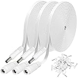 Uogw 3 Pack 20ft/6m DC Power Extension Cable 2.1mm x 5.5mm Compatible with 12V DC Adapter Cord for CCTV IP Camera, LED, Car - White