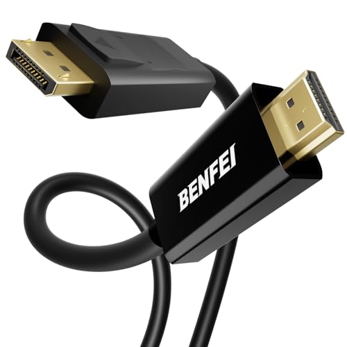 DisplayPort to HDMI Cable, Benfei DisplayPort to HDMI Male to Male 3 Meter Cable Gold-Plated Cord for Lenovo, HP, ASUS, Dell and Other Brand