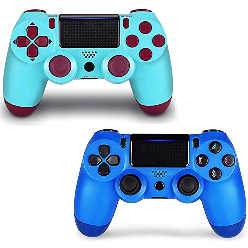 Book Cover 2 Pack Controller for PS4,Wireless Controller for Playstation 4 with Dual Vibration Game Joystick (Berry+Blue)
