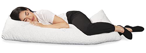 ï»¿ï»¿ï»¿EnerPlex Body Pillow - Adjustable Shredded Memory Foam Reading Pillow w/ Plush Bamboo Cover for Adults & Kids - 54" X 20" Bed Rest and Backrest Pregnancy Pillow for Sleeping