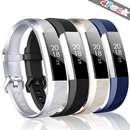 ZEROFIRE Bands Compatible with Fitbit Alta HR and Fitbit Alta (4 Pack), Replacement Sport Wristbands with Secure Metal Buckle for Fitbit Alta/Fitbit Alta HR/Fitbit Ace, Small Large