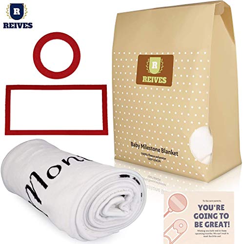 NBGRLVS Reives Baby Monthly Milestone Blanket for Boys Girls | Newborn Unisex Photo Props | Perfect Premium Thick Fleece 250 GSM Personalized Swaddle | Free Frames and Designed Cardbox