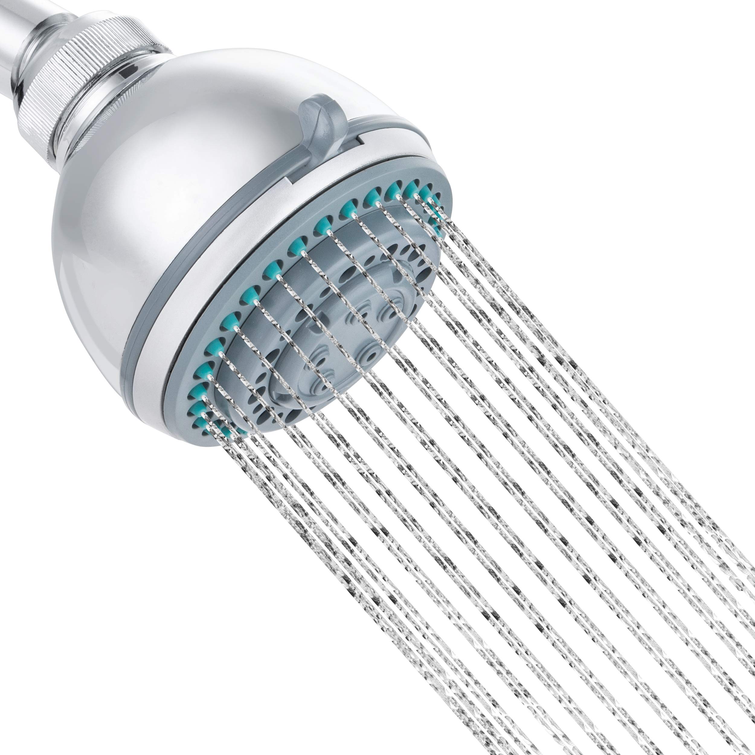 Multifunction Fixed 4” Shower Head with Adjustable Spray Patterns and Water Pressure| Spa-Like Bathing Body Comfort | No Tools Required Installs in Minutes| Teflon Tape Included