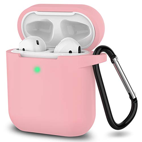 Book Cover AirPods Case, Full Protective Silicone AirPods Accessories Cover Compatible with Apple AirPods 1&2 Wireless and Wired Charging Case(Front LED Visible),Pink