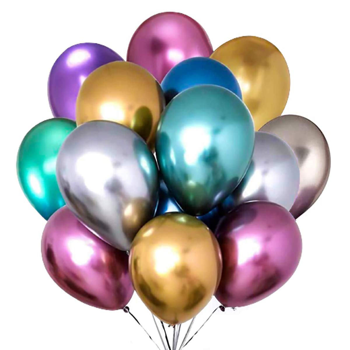 PASOCON 60Pcs 12 Inch Muiltcolor Chrome Balloons Pearl Metal Balloons Rich Color Metallic Latex Decoration for Wedding Birthday Baby Shower Graduation Party