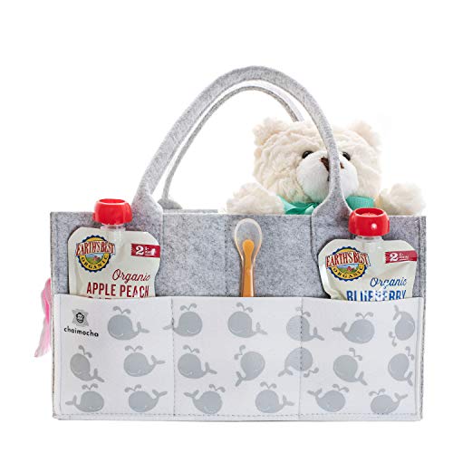 Designer Baby Diaper Caddy Organizer - Portable Diaper Bag Organizer | Nursery Bag for Changing Table | Car Organizer (Happy Whale)