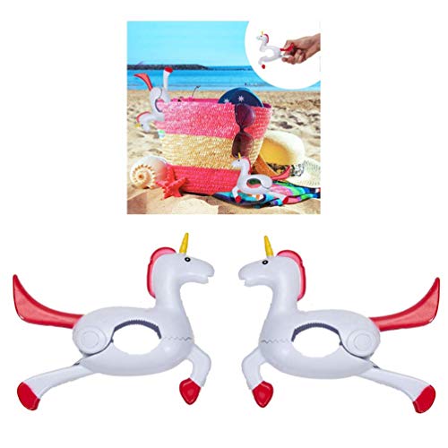 Unicorn Towel Clips Large Novelty Sunbed Beach Pegs Heavy Laundry Clothes Sun Bed Lounger for Holiday Chair Pool Pack of 2