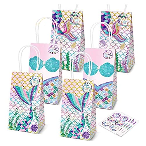Mermaid Party Supplies,18 Pack Mermaid Party Bags Mermaid Party Favors Gift Bags,Mermaid Goodie bags Treat Bags