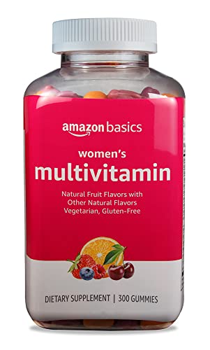Amazon Basics Women's Multivitamin, Mixed Berry Flavor, Vegetarian & Gluten-Free, 300 Gummies (150 Servings) (Previously Solimo)