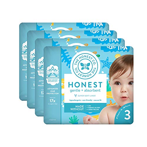 The Honest Company Baby Diapers With Trueabsorb Technology, Yellow Submarines, Size 3, 108 Count