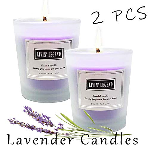 Lavender Scented Candle-Organic Soy Wax and French Lavender Essential Candles,Long Lasting and Highly Scented for Stress Relief,Romantic Dinner Date,Spa