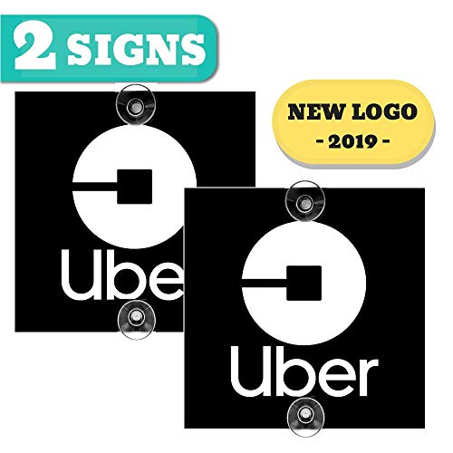 BelleXpress Rideshare Sign - 2 Pack [5"x5" inches] - Window Decal with Super Strong Suction Cups - Removable Signs for Rideshare Drivers (Not a Sticker!) (2pack U Sign)