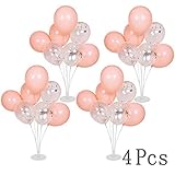Table Balloon Stand Kit (4 Sets) with 1 Base 11 Sticks 7 Cups 5 Connectors Clear Desktop Balloon Holder for Party