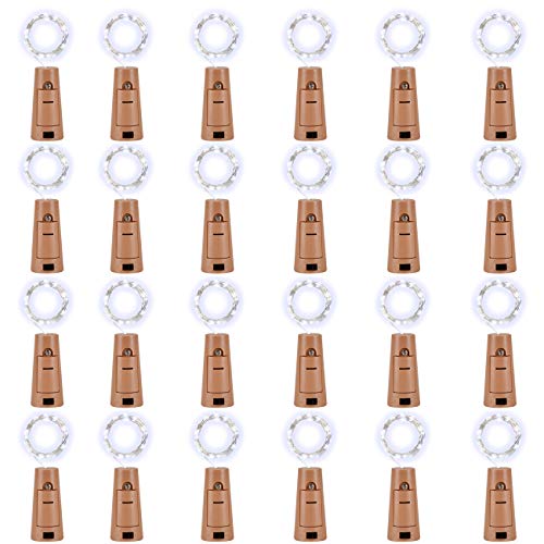 LEDIKON 24 Pack 20 LED Wine Bottle Lights with Cork,3.3Ft Silver Wire Cool White Cork Lights Battery Operated Fairy Mini String Lights for Wedding Party Wine Liquor Bottles Crafts Christmas Decor