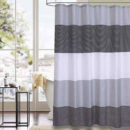 Shower Curtain Black and Grey Polyester Fabric Bathroom Curtain Waterproof Thick Shower Curtains ,72 X 72 INCH (Black & Grey)